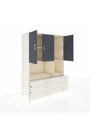 Kronos Dolap 6 Raflı 6 Çekmeceli 3 Kapaklı 132x59x195 Aytaşı-Antrasit/Aytaşı