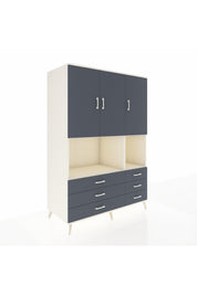 Kronos Dolap 6 Raflı 6 Çekmeceli 3 Kapaklı 132x59x195 Aytaşı-Antrasit/Antrasit