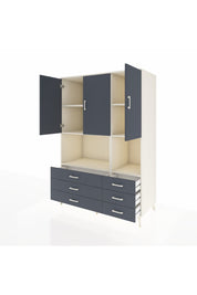 Kronos Dolap 6 Raflı 6 Çekmeceli 3 Kapaklı 132x59x195 Aytaşı-Antrasit/Antrasit
