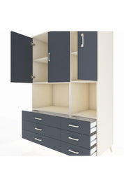 Kronos Dolap 6 Raflı 6 Çekmeceli 3 Kapaklı 132x59x195 Aytaşı-Antrasit/Antrasit