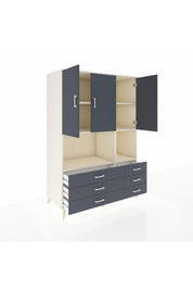 Kronos Dolap 6 Raflı 6 Çekmeceli 3 Kapaklı 132x59x195 Aytaşı-Antrasit/Antrasit