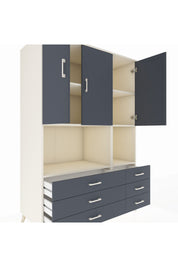 Kronos Dolap 6 Raflı 6 Çekmeceli 3 Kapaklı 132x59x195 Aytaşı-Antrasit/Antrasit