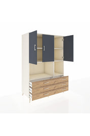 Kronos Dolap 6 Raflı 6 Çekmeceli 3 Kapaklı 132x59x195 Aytaşı-Antrasit/Çam