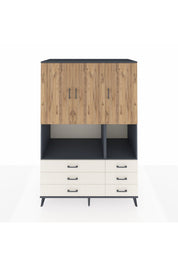 Kronos Dolap 6 Raflı 6 Çekmeceli 3 Kapaklı 132x59x195 Antrasit-Çam/Aytaşı