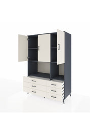 Kronos Dolap 6 Raflı 6 Çekmeceli 3 Kapaklı 132x59x195 Antrasit-Aytaşı/Aytaşı