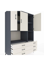 Kronos Dolap 6 Raflı 6 Çekmeceli 3 Kapaklı 132x59x195 Antrasit-Aytaşı/Aytaşı