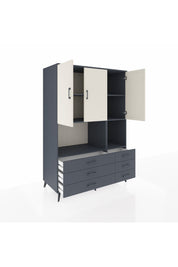Kronos Dolap 6 Raflı 6 Çekmeceli 3 Kapaklı 132x59x195 Antrasit-Aytaşı/Antrasit