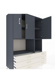 Kronos Dolap 6 Raflı 6 Çekmeceli 3 Kapaklı 132x59x195 Antrasit-Antrasit/Aytaşı