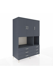 Kronos Dolap 6 Raflı 6 Çekmeceli 3 Kapaklı 132x59x195 Antrasit-Antrasit/Antrasit