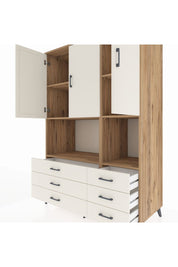 Kronos Dolap 6 Raflı 6 Çekmeceli 3 Kapaklı 132x59x195 Çam-Aytaşı/Aytaşı