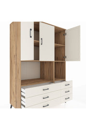 Kronos Dolap 6 Raflı 6 Çekmeceli 3 Kapaklı 132x59x195 Çam-Aytaşı/Aytaşı