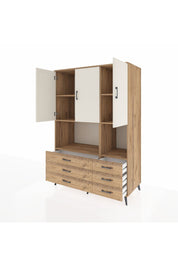 Kronos Dolap 6 Raflı 6 Çekmeceli 3 Kapaklı 132x59x195 Çam-Aytaşı/Çam