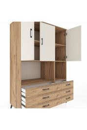 Kronos Dolap 6 Raflı 6 Çekmeceli 3 Kapaklı 132x59x195 Çam-Aytaşı/Çam