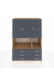 Kronos Dolap 6 Raflı 6 Çekmeceli 3 Kapaklı 132x59x195 Çam-Antrasit/Antrasit