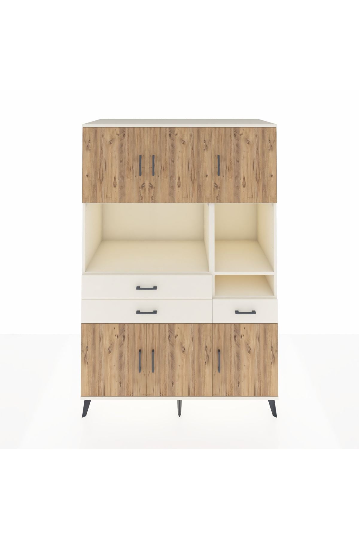 Kronos Dolap 9 Raflı 3 Çekmeceli 6 Kapaklı 132x59x195 Aytaşı-Çam/Aytaşı