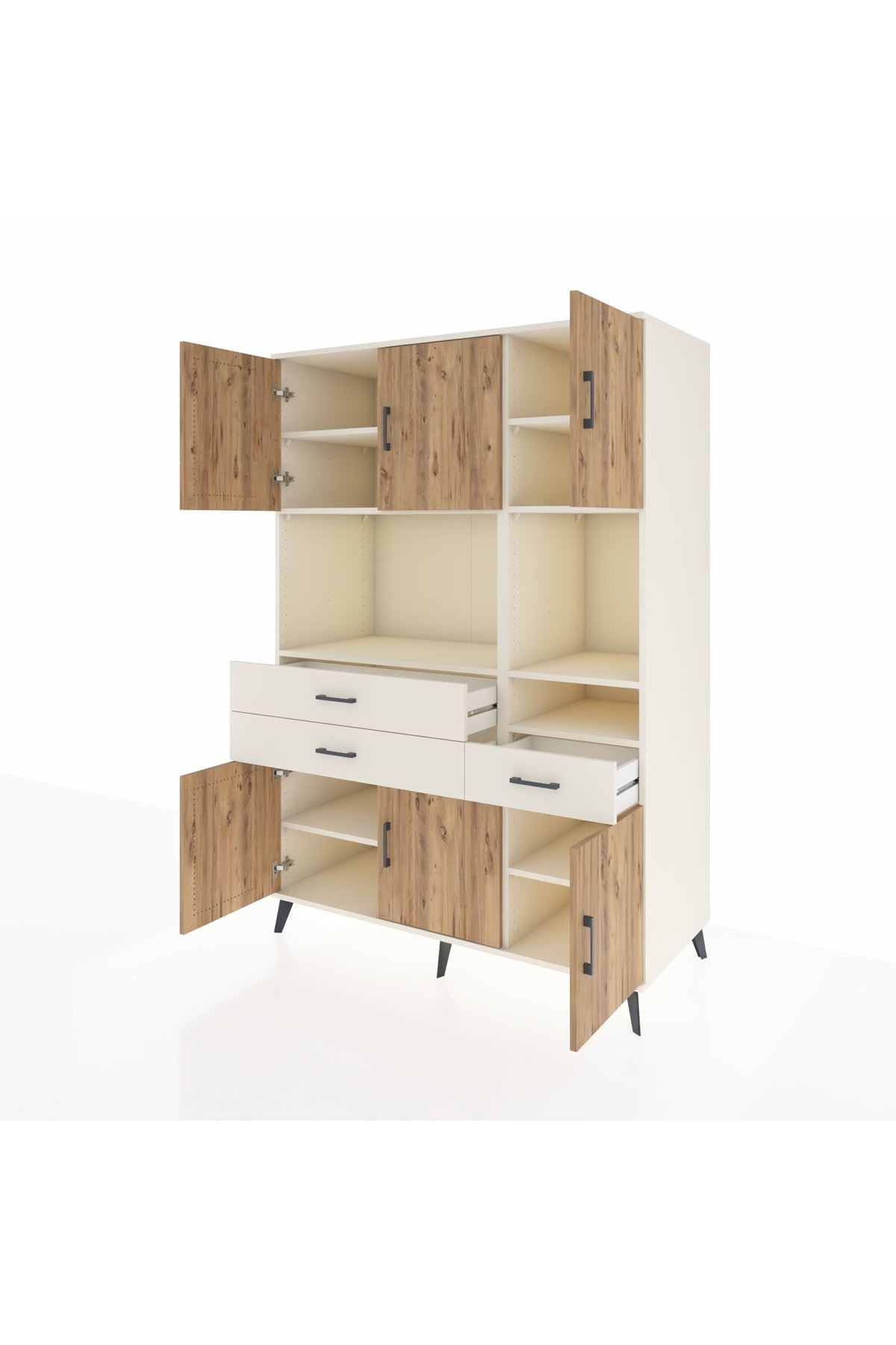 Kronos Dolap 9 Raflı 3 Çekmeceli 6 Kapaklı 132x59x195 Aytaşı-Çam/Aytaşı