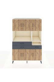 Kronos Dolap 9 Raflı 3 Çekmeceli 6 Kapaklı 132x59x195 Aytaşı-Çam/Antrasit