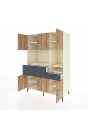 Kronos Dolap 9 Raflı 3 Çekmeceli 6 Kapaklı 132x59x195 Aytaşı-Çam/Antrasit