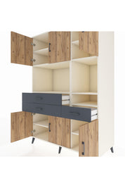 Kronos Dolap 9 Raflı 3 Çekmeceli 6 Kapaklı 132x59x195 Aytaşı-Çam/Antrasit