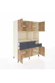 Kronos Dolap 9 Raflı 3 Çekmeceli 6 Kapaklı 132x59x195 Aytaşı-Çam/Antrasit