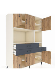 Kronos Dolap 9 Raflı 3 Çekmeceli 6 Kapaklı 132x59x195 Aytaşı-Çam/Antrasit