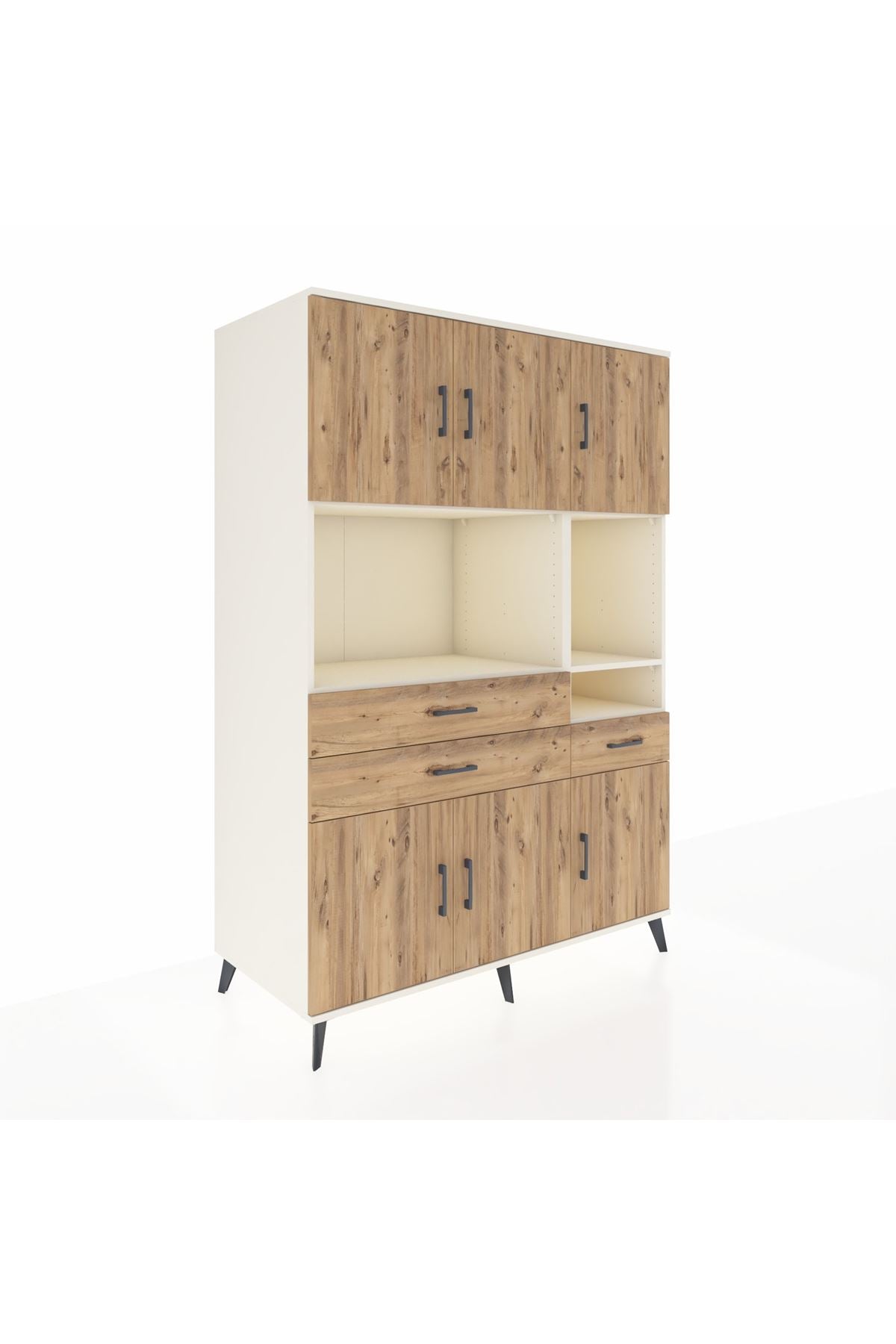 Kronos Dolap 9 Raflı 3 Çekmeceli 6 Kapaklı 132x59x195 Aytaşı-Çam/Çam