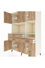 Kronos Dolap 9 Raflı 3 Çekmeceli 6 Kapaklı 132x59x195 Aytaşı-Çam/Çam