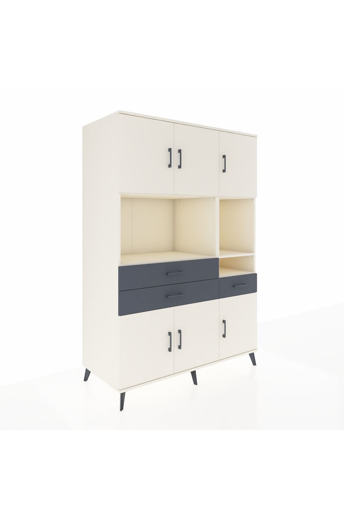 Kronos Dolap 9 Raflı 3 Çekmeceli 6 Kapaklı 132x59x195 Aytaşı-Aytaşı/Antrasit