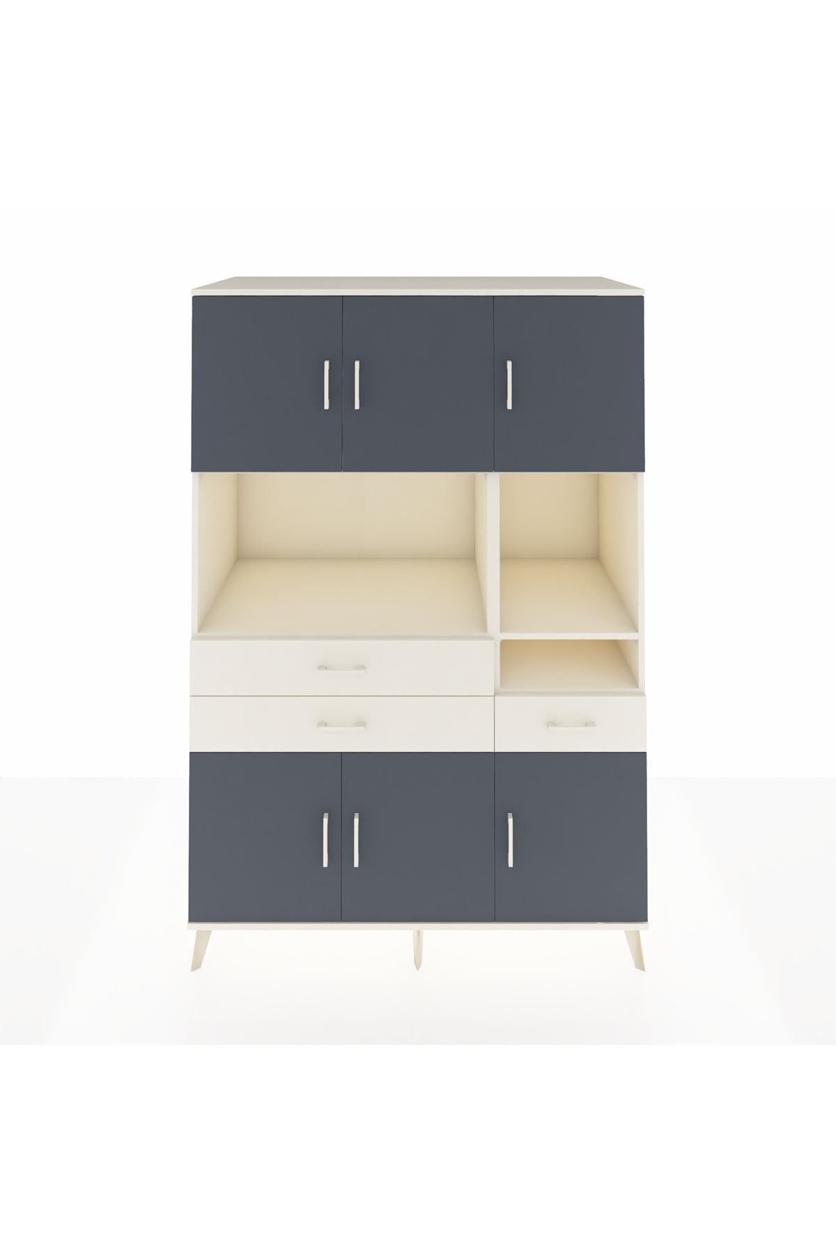 Kronos Dolap 9 Raflı 3 Çekmeceli 6 Kapaklı 132x59x195 Aytaşı-Antrasit/Aytaşı