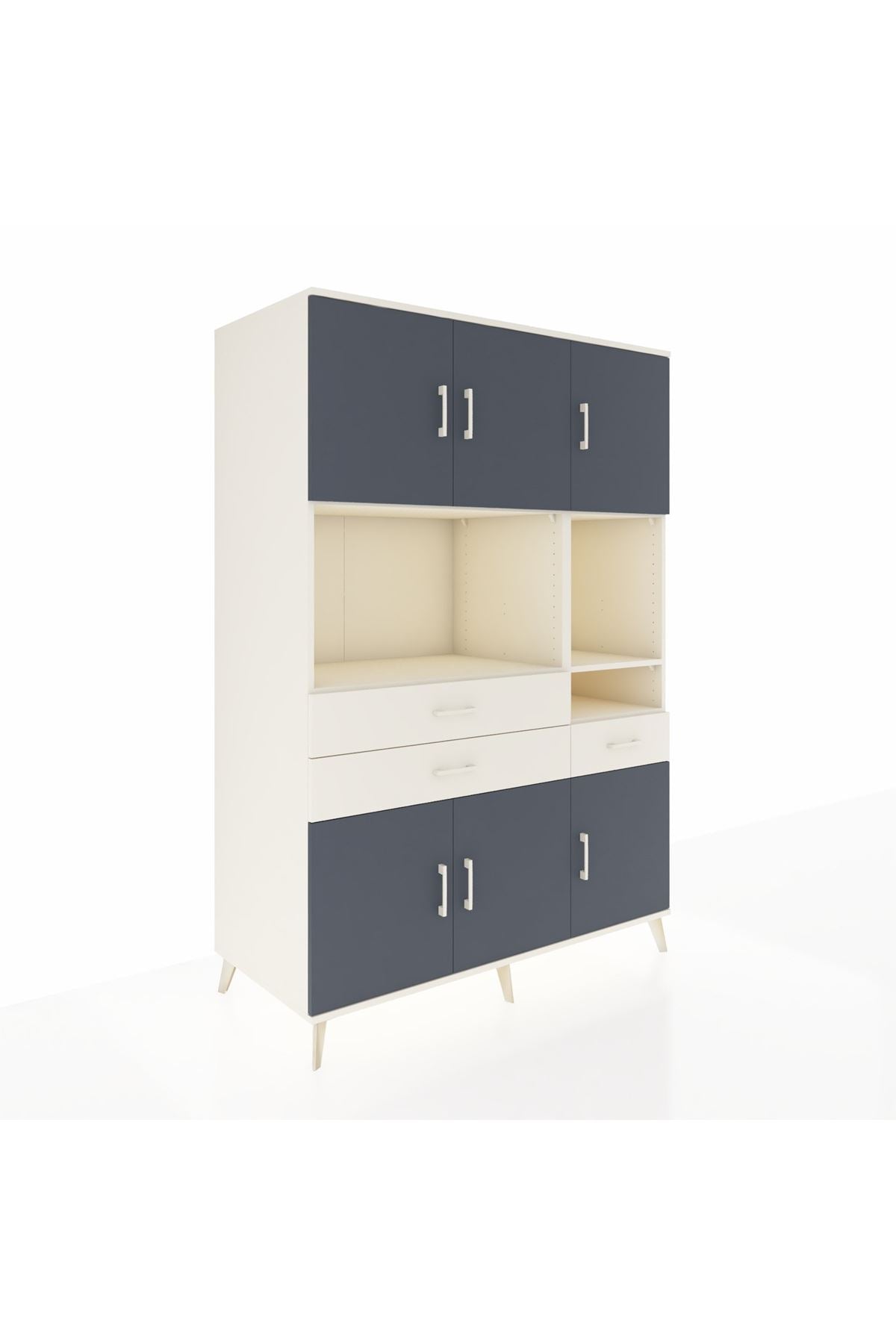 Kronos Dolap 9 Raflı 3 Çekmeceli 6 Kapaklı 132x59x195 Aytaşı-Antrasit/Aytaşı