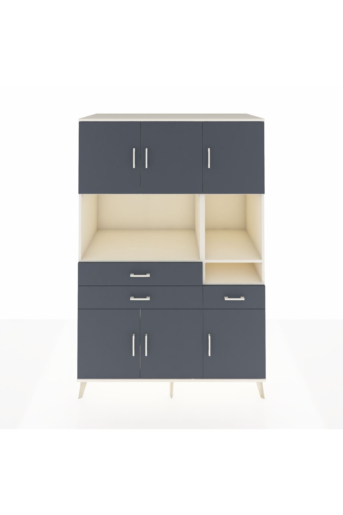 Kronos Dolap 9 Raflı 3 Çekmeceli 6 Kapaklı 132x59x195 Aytaşı-Antrasit/Antrasit