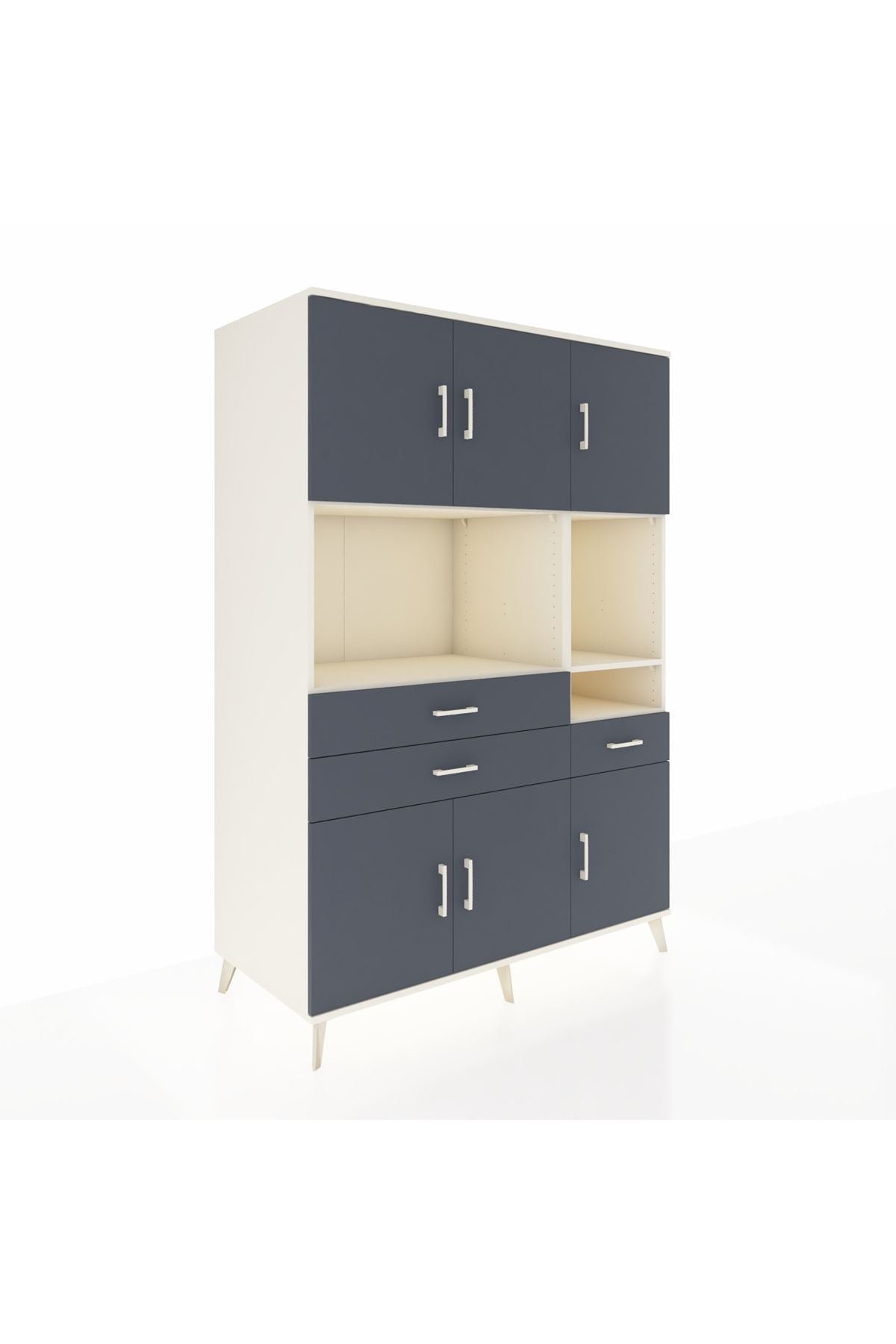 Kronos Dolap 9 Raflı 3 Çekmeceli 6 Kapaklı 132x59x195 Aytaşı-Antrasit/Antrasit