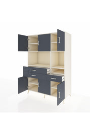 Kronos Dolap 9 Raflı 3 Çekmeceli 6 Kapaklı 132x59x195 Aytaşı-Antrasit/Antrasit