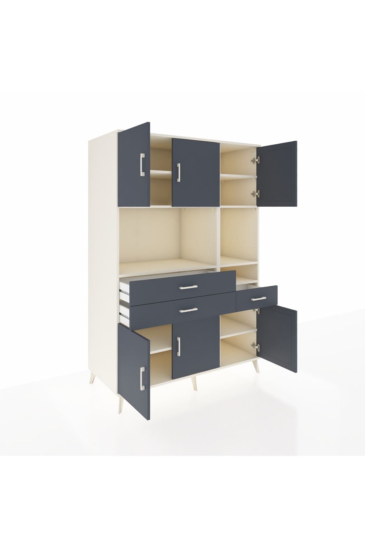 Kronos Dolap 9 Raflı 3 Çekmeceli 6 Kapaklı 132x59x195 Aytaşı-Antrasit/Antrasit