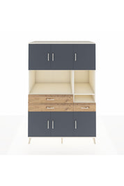 Kronos Dolap 9 Raflı 3 Çekmeceli 6 Kapaklı 132x59x195 Aytaşı-Antrasit/Çam