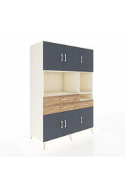 Kronos Dolap 9 Raflı 3 Çekmeceli 6 Kapaklı 132x59x195 Aytaşı-Antrasit/Çam