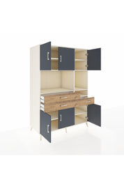 Kronos Dolap 9 Raflı 3 Çekmeceli 6 Kapaklı 132x59x195 Aytaşı-Antrasit/Çam