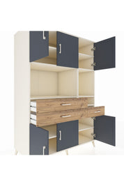 Kronos Dolap 9 Raflı 3 Çekmeceli 6 Kapaklı 132x59x195 Aytaşı-Antrasit/Çam