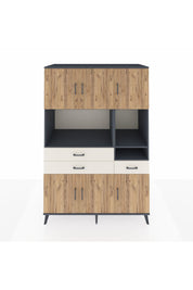 Kronos Dolap 9 Raflı 3 Çekmeceli 6 Kapaklı 132x59x195 Antrasit-Çam/Aytaşı