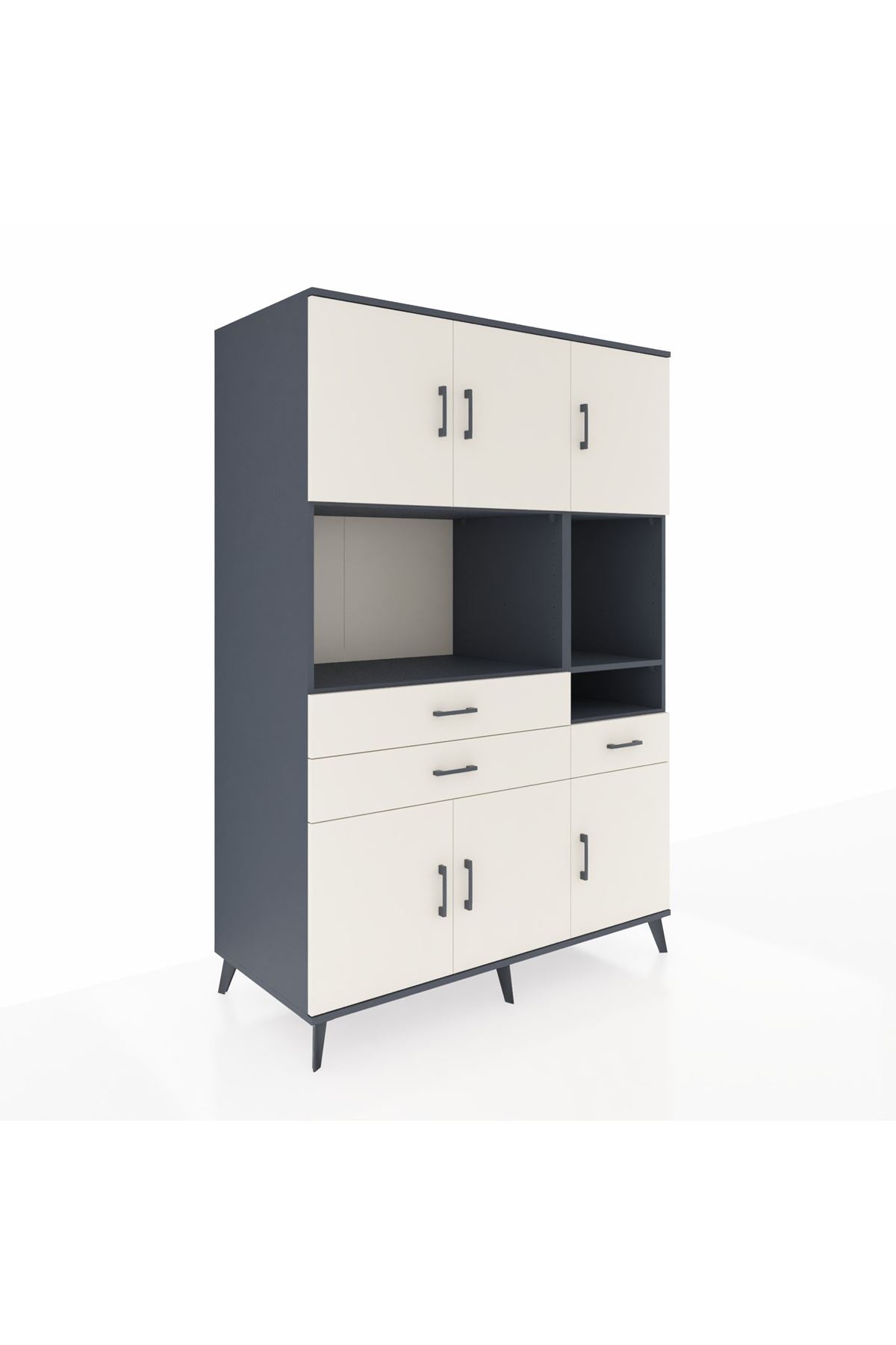 Kronos Dolap 9 Raflı 3 Çekmeceli 6 Kapaklı 132x59x195 Antrasit-Aytaşı/Aytaşı