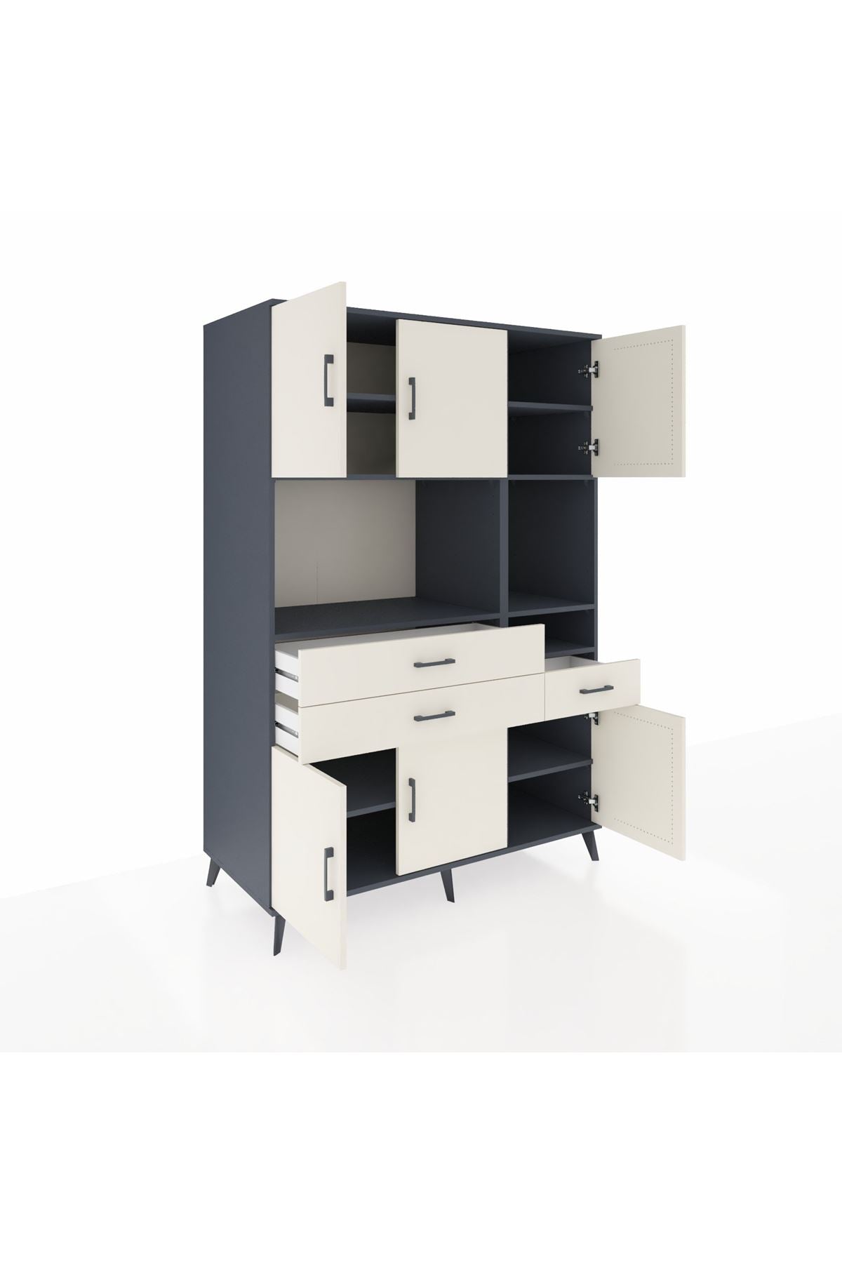 Kronos Dolap 9 Raflı 3 Çekmeceli 6 Kapaklı 132x59x195 Antrasit-Aytaşı/Aytaşı