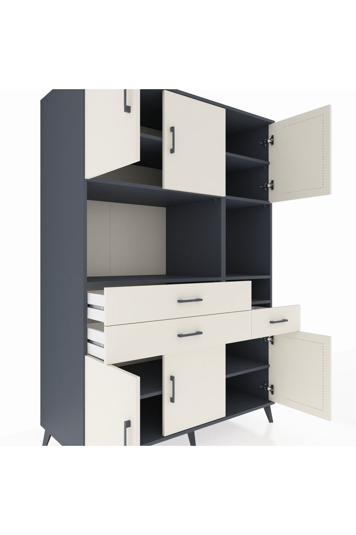 Kronos Dolap 9 Raflı 3 Çekmeceli 6 Kapaklı 132x59x195 Antrasit-Aytaşı/Aytaşı