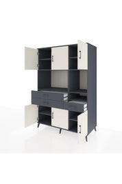 Kronos Dolap 9 Raflı 3 Çekmeceli 6 Kapaklı 132x59x195 Antrasit-Aytaşı/Antrasit