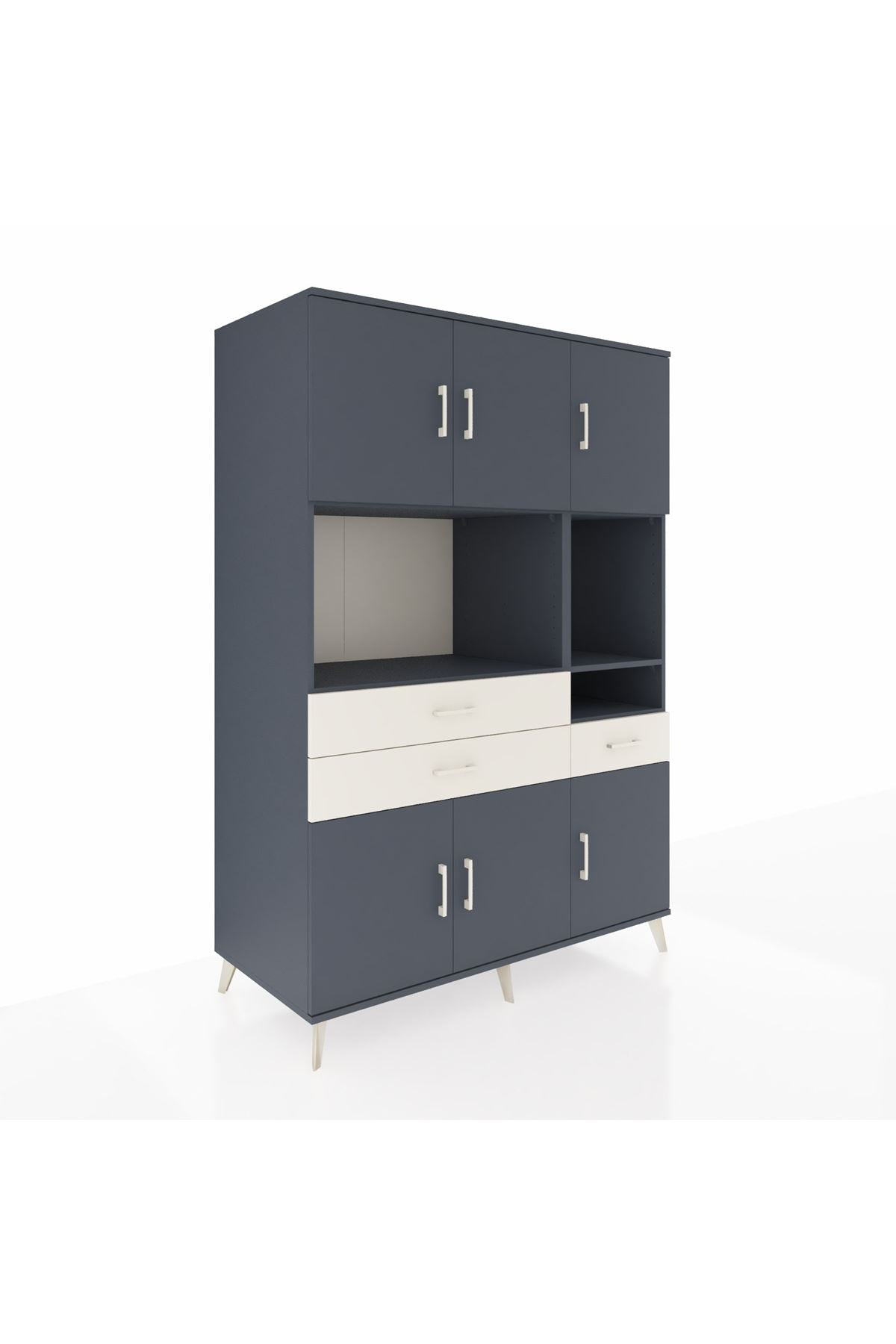 Kronos Dolap 9 Raflı 3 Çekmeceli 6 Kapaklı 132x59x195 Antrasit-Antrasit/Aytaşı