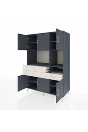 Kronos Dolap 9 Raflı 3 Çekmeceli 6 Kapaklı 132x59x195 Antrasit-Antrasit/Aytaşı