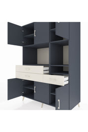 Kronos Dolap 9 Raflı 3 Çekmeceli 6 Kapaklı 132x59x195 Antrasit-Antrasit/Aytaşı