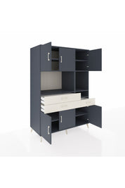 Kronos Dolap 9 Raflı 3 Çekmeceli 6 Kapaklı 132x59x195 Antrasit-Antrasit/Aytaşı