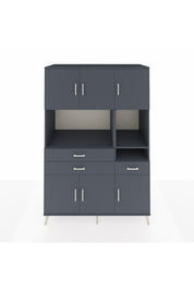 Kronos Dolap 9 Raflı 3 Çekmeceli 6 Kapaklı 132x59x195 Antrasit-Antrasit/Antrasit