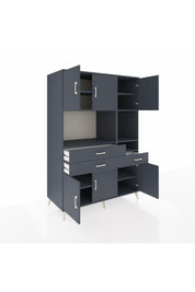 Kronos Dolap 9 Raflı 3 Çekmeceli 6 Kapaklı 132x59x195 Antrasit-Antrasit/Antrasit