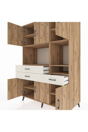 Kronos Dolap 9 Raflı 3 Çekmeceli 6 Kapaklı 132x59x195 Çam-Çam/Aytaşı